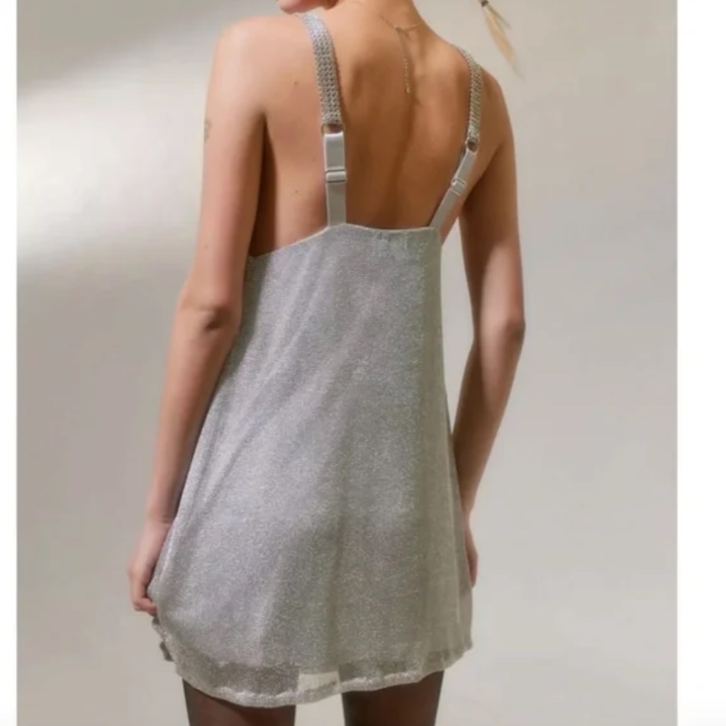 Uo Issa Vibe Chainmail Hipster Elegant Cowl Hipster Hippie Glam Chic Mini Dress — image 3 of 5